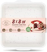 Vinino 8 x 8 Inch Silicone Square Brownie Cake Pan with Metal Reinforced Frame, Nonstick Silicone...
