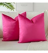 OTOSTAR Pack of 2 Velvet Soft Decorative Throw Pillow Covers 18 x 18 Inch Solid Square Cushion Ca...