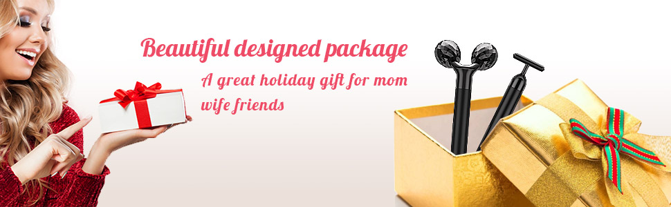 3D Roller and T Shape Face Massager Kit Gift Set for Face Skin Care Tools