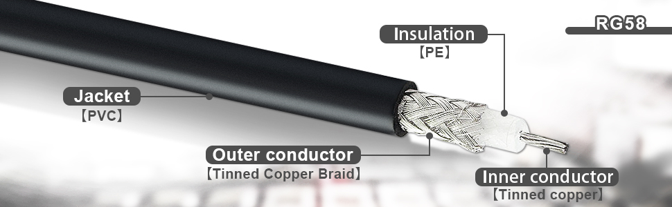 RG58 coaxial cable 50 ohm rg58 coax cable