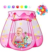DISHIO Ball Pits with 50 Balls, Pop up Tents for Kids with Star Lights, Ball Pit for Toddlers, Pr...