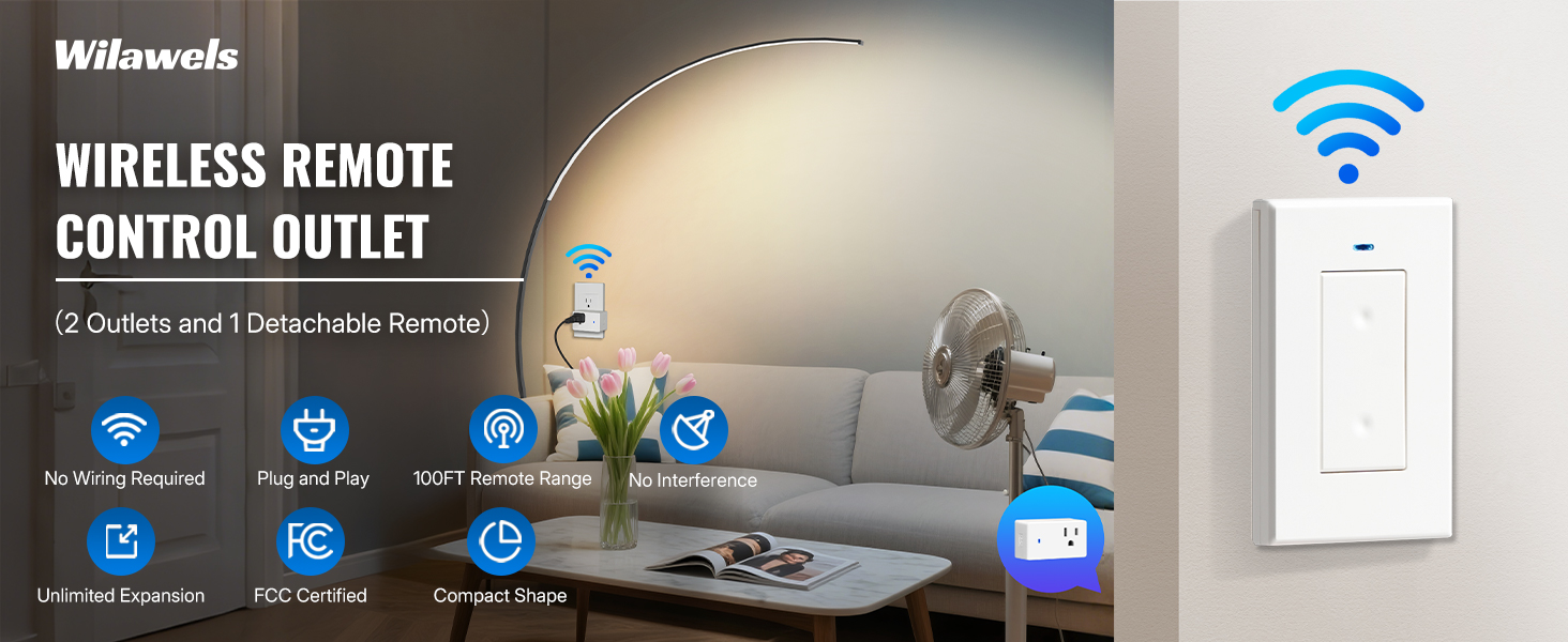 WILAWELS Wireless Wall Switch Remote Control Outlet