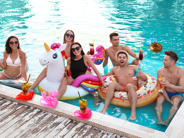  Inflatable Pool Drink Holder Floating Coasters 