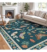 Othilic Rugs for Living Room 8x10 - Large Green Washable Rug Soft Boho Floral Nursery Area Rug No...
