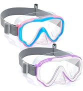 Vvinca Kids-Goggles with Nose Cover, Diving Mask Elastic Fabric Strap Anti Fog Anti Shattered Len...