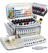 SFYBYHEART Quilted Acrylic Paint Organizer Bag with 13" Brush Holder Case, Art Supply Storage Bag...