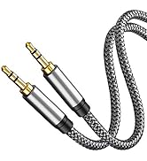 Tan QY 3.5mm Nylon Braided Aux Cable 3Ft, Audio Auxiliary Input Adapter Male to Male Cord for Hea...