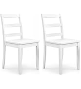 Giantex Wood Dining Chairs Set of 2 White - Wooden Armless Kitchen Chairs with Solid Rubber Wood ...