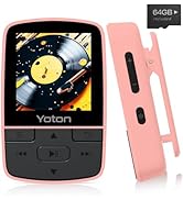 YOTON MP3 Player with Bluetooth 5.2, 64GB Storage, Mini Size, HiFi Music, with Sports Clip, Indep...