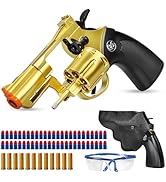 Trokiomi Gold Soft Bullet Toy Revolver - Realistic Shooting Game Toy Gun Pistol with 50 Foam Bull...
