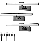 maylit 3 Pack Picture Lights for Wall, Rechargeable Battery Operated Art Light, Cordless Accent L...