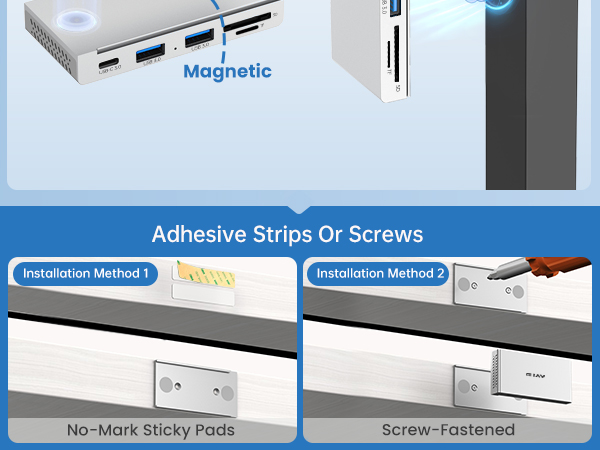 Magnetic USB Hub three ways install