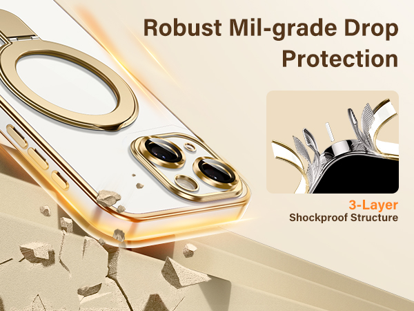 Invisible Stand Magnetic for iPhone 13 Case Flexible TPU Bumper Shockproof Non-Slip Grip