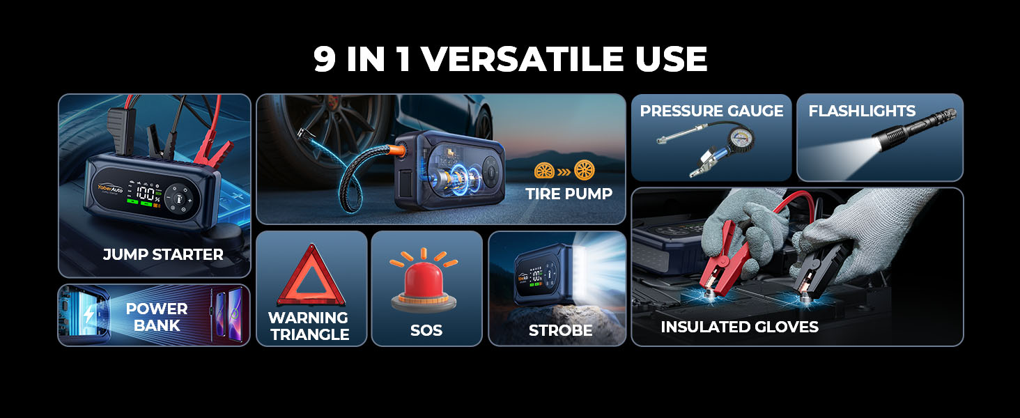 car battery jump starter car jumper starter portable jump box for car battery jumper cables pack