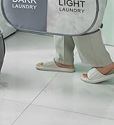 Collapsible Laundry Basket Durable Pop Up Hamper with 2 Compartments for Sort and Storage, Portab...