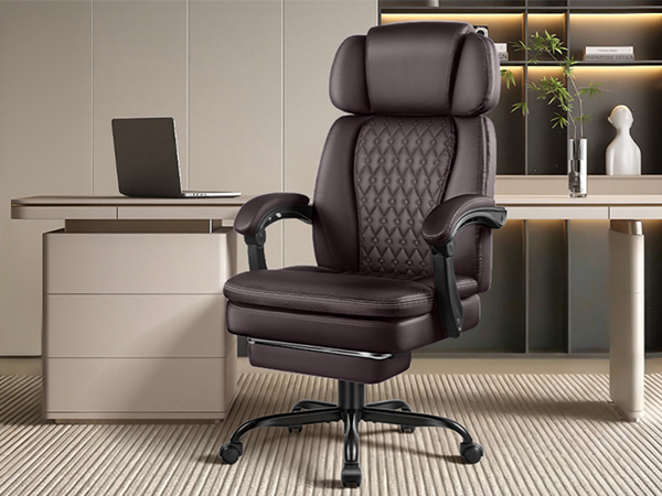 Executive Big and Tall Office Chair with Foot Rest Computer Office Chair with Adjustable Headrest 