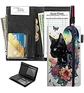 Waitress Server Books 5" X 9", Black Cat Moon Butterfly Waiter Serving Books Server Wallet with Z...