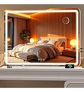 Batuso Vanity Mirror with Lights, 40" x 29" LED Makeup Mirror with 10X Magnification, Dimmable 3 ...