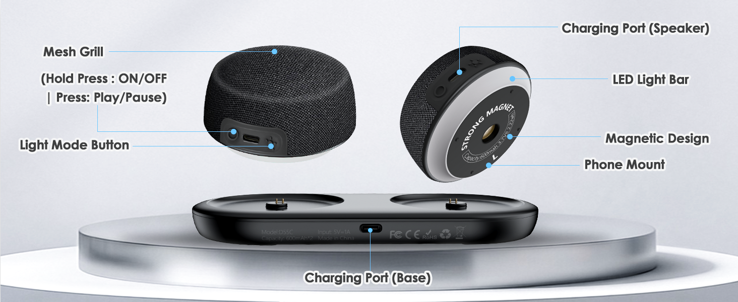 Bluetooth speaker with charging base
