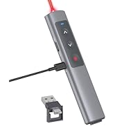 Metallic Presentation Clicker Presenter Remote - Rechargeable Wireless Presenter with Red Laser P...