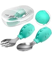 Deejoy Toddler Utensils, Toddler Spoons and Forks, Stainless Steel Spoon Toddler Silverware Set, ...