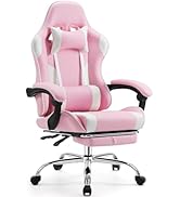 Sweetcrispy Video Game Chair - Ergonomic Lumbar Support Computer Desk with Footrest,Comfy PU Leat...