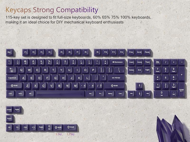 Womier Keyboard Keycaps Jelly, Purple Cute Keycaps, Transparent Clear Custom Key Cap