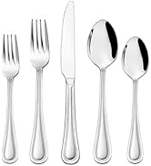 60-Piece Silverware Set, HaWare Stainless Steel Flatware Service for 12, Pearled Edge Tableware C...