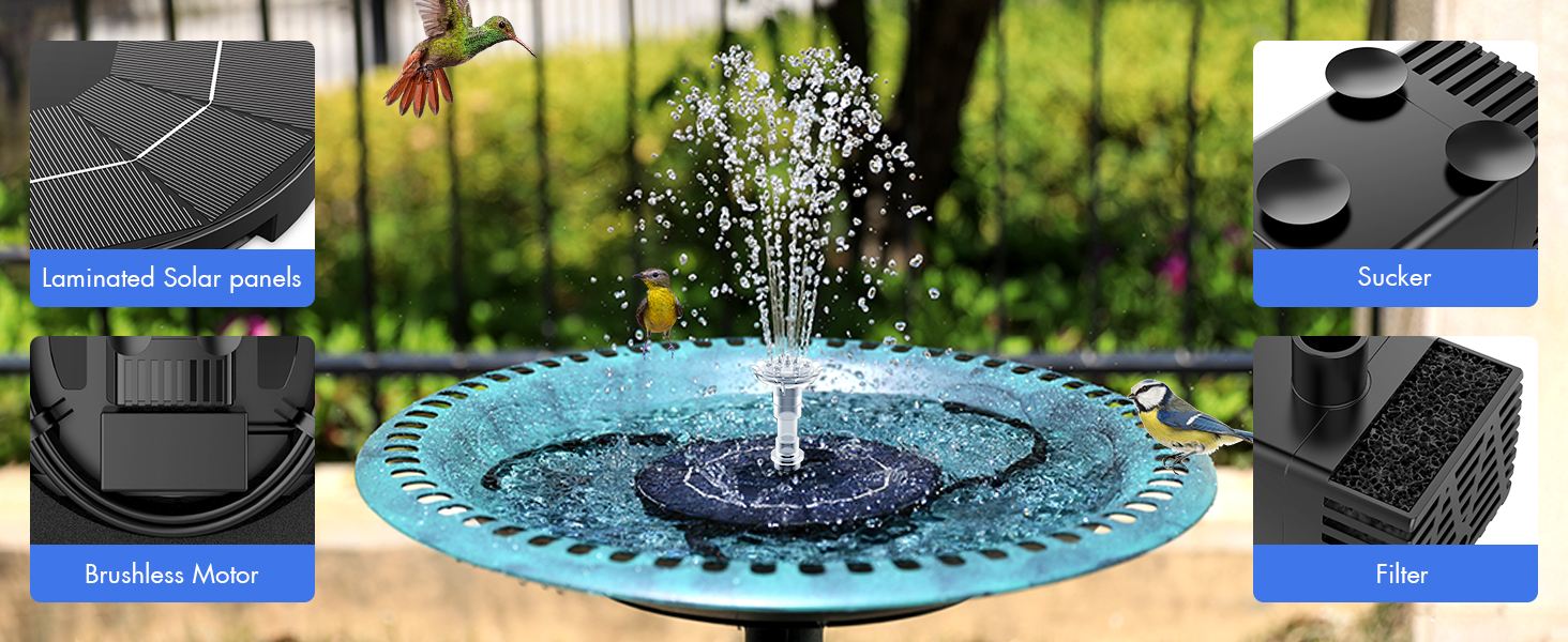 solar birdbath fountain