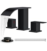 FORIOUS Waterfall Bathroom Faucets, Black Bathroom Faucet 3 Hole, Widespread Bathroom Sink Faucet...
