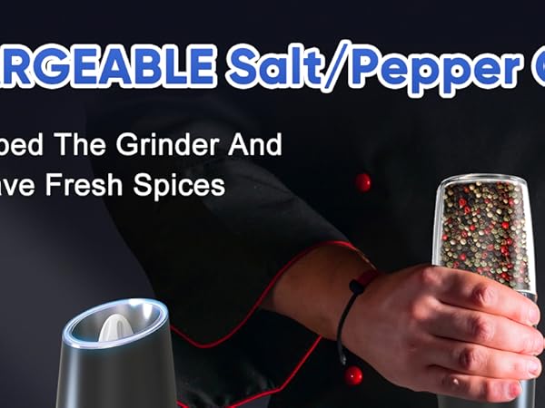 RECHARGEABLE - Gravity Electric Pepper and Salt Grinder Set