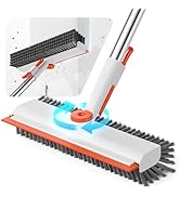 HelpX Floor Scrub Brush with Long Handle, 3 in 1 Scrape and Heavy-Duty Stiff Bristle Floor Scrubb...