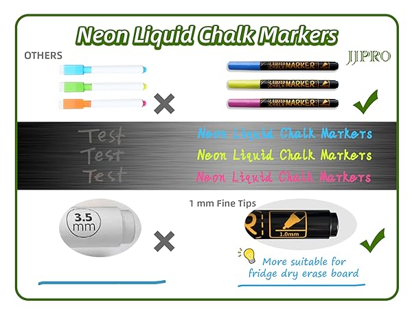 Neon bright liquid chalk markers work greatly on the clear calendar board and really catch eyes.