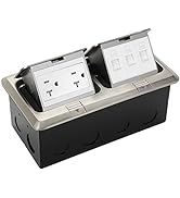 Vagueior Dual Pop Up Floor Electrical Outlet Stainless Steel Box Kit, 20A TR Tamper-Resistant Dup...