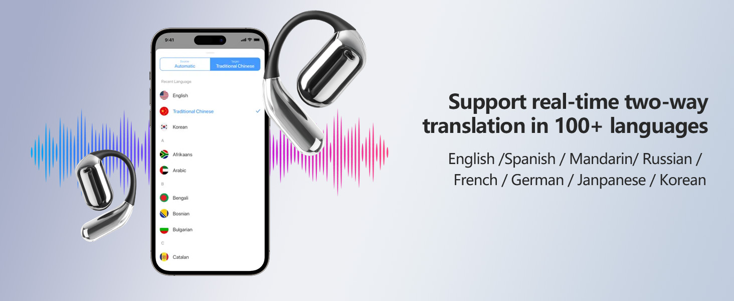 AI Translation Earbuds Real Time, 144 Language Translator Earbuds