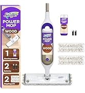 Swiffer PowerMop Wood Mop Kit for Wood Floor Cleaning, Quickdry Solution with Lemon Scent, Moppin...