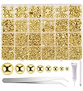 NACHLYNN 12000 Pcs Half Pearl Bead 8 Sizes Gold Flatback Pearl Beads Flat Back Pearl Half Round P...