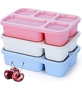 Rinwoc Bento Box Adult [Portion Size], 3 Pack Snack Containers with 5 Compartments for Meal Prep ...