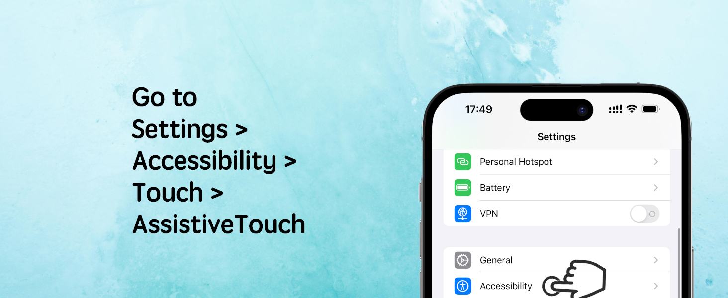 iOS user settings: AssistiveTouch must be enabled.