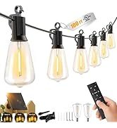 Brightown 100FT Solar String Lights Outdoor Waterproof with Remote, 31+2 LED Shatterproof Bulbs, ...