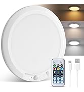 wowatt 10000mAh Rechargeable Ceiling Light with Remote, 3 Color Temperatures &amp; Brightness Dimmabl...
