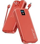 Portable Charger, 12000mAh 22.5W Fast Charging Power Bank with Built-in Cables & Wall Plug, Trave...