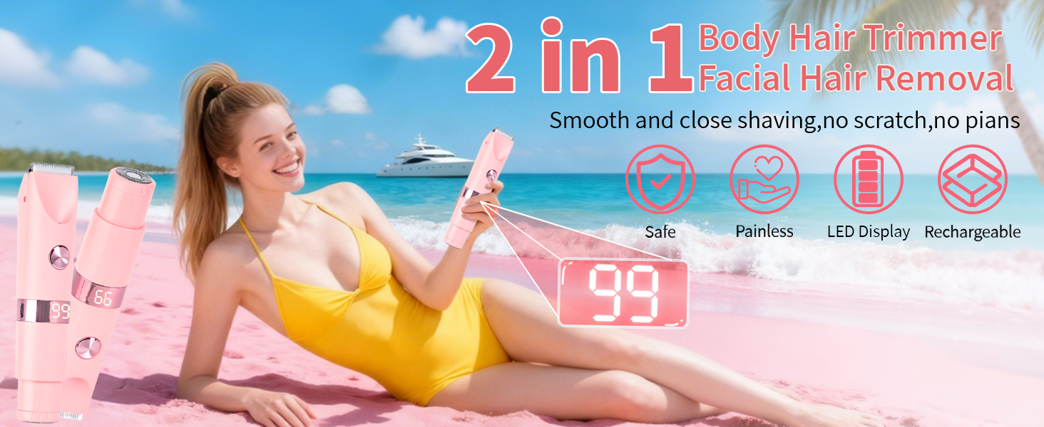Bikini Trimmer for Women,Dermave Bikini Shaver,2-in-1 Electric Trimmer for Women