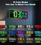 Large Digital Wall Clock with 15 Color Modes Jumbo Numbers