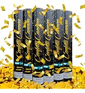 Gold Confetti Cannon Party Poppers [6 Pack], Confetti Shooters for Wedding, Birthda...
