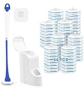 JEHONN Disposable Toilet Brush with 64 Wand Cleaner Refills, Wall Mounted Toilet Bowl Brush Holde...