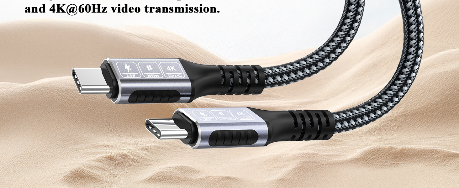 20ft nylon braided usb c to usb c cable