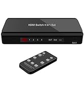 Dingsun HDMI Switcher 4 Port HDMI Selector with IR Remote Control, HDMI 1.4, HDCP 1.4, Support 4K...