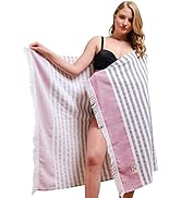 American Soft Linen, Peshtemal Beach Towel, 100% Cotton 35 in 60 in Oversized Swim Towels, Soft A...