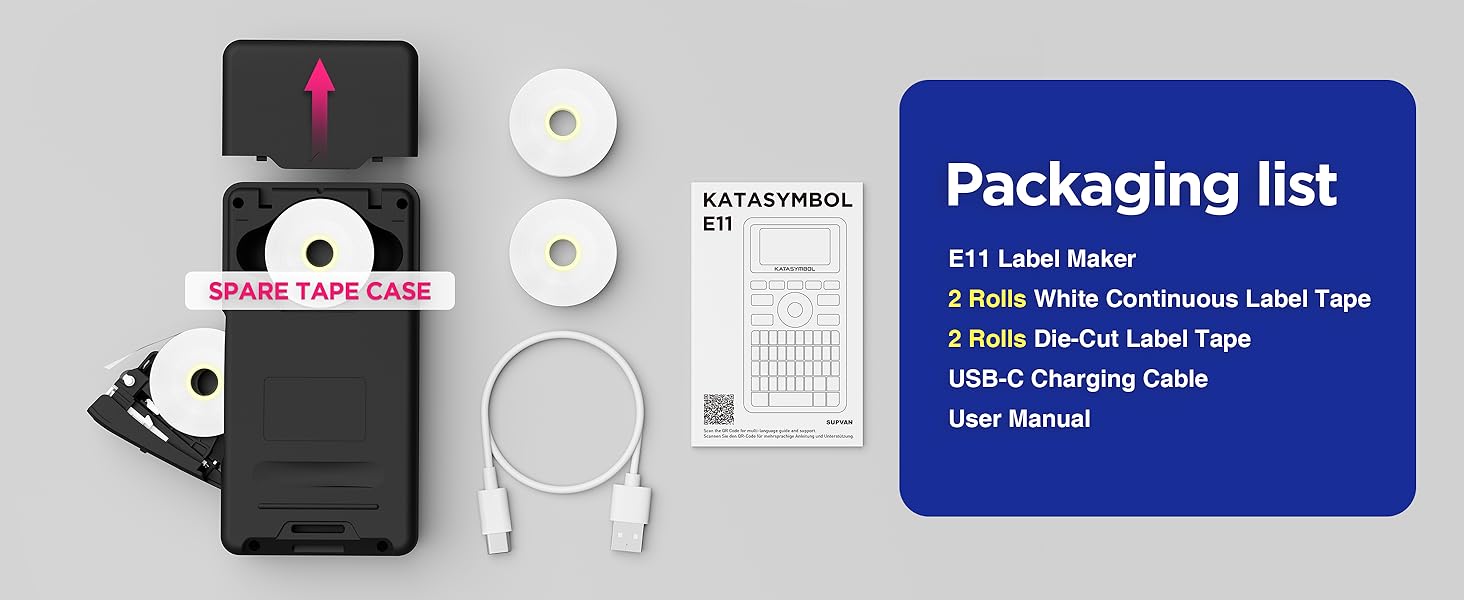 Label maker machine with 4 tapes